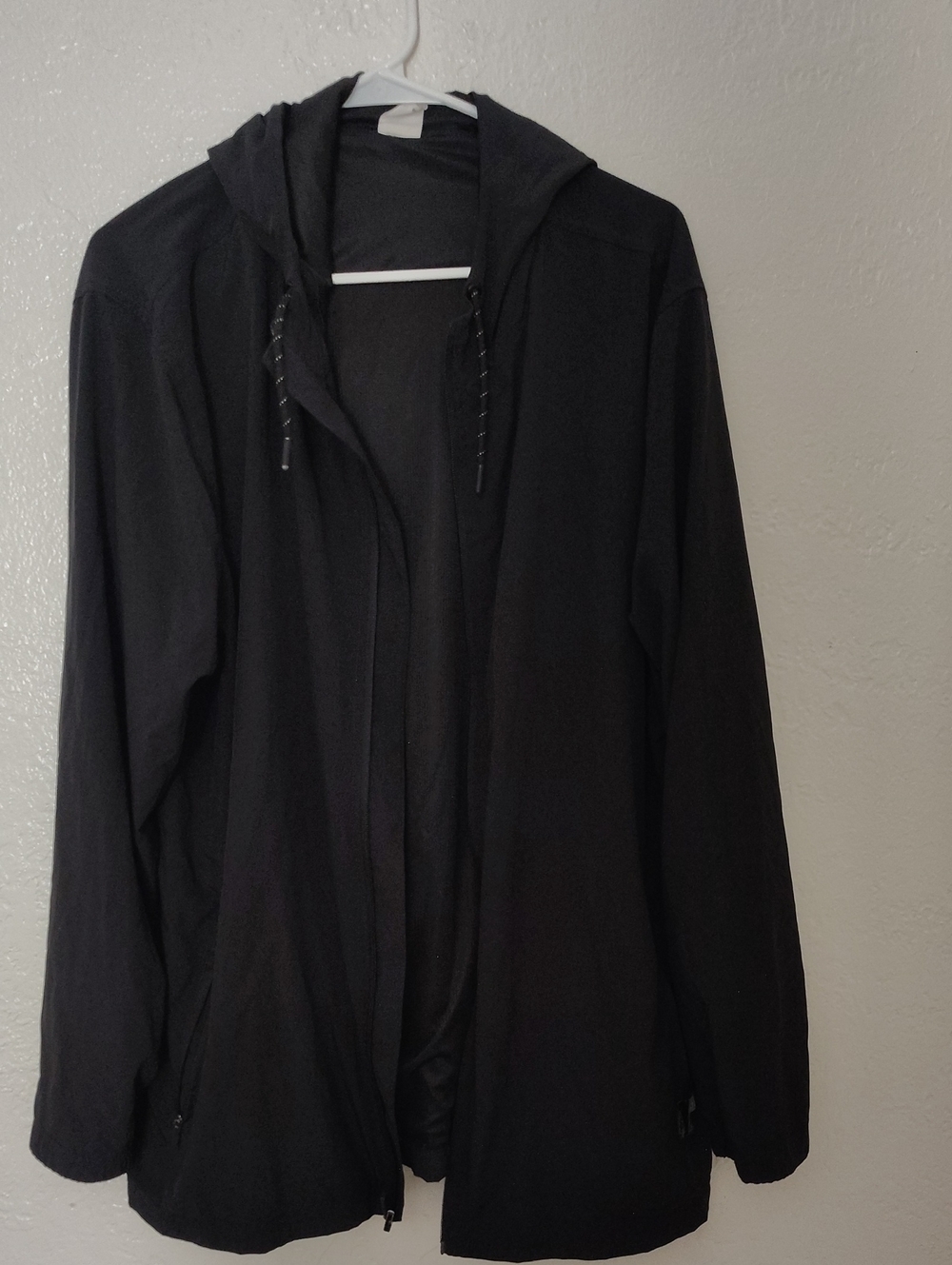 Men's Black Hooded Windbreaker Jacket - Lightweight Everyday Layer